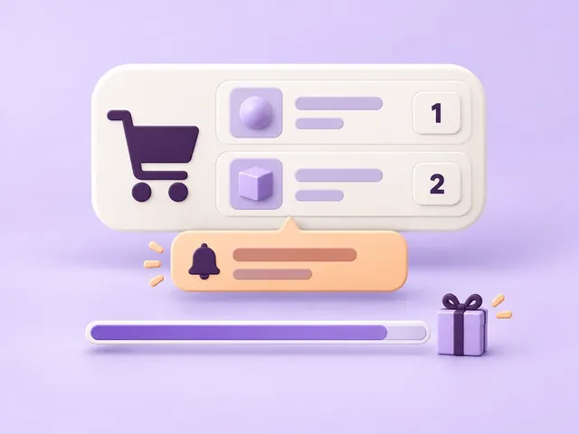 Illustration: Contextual cart notification and progress towards a reward.