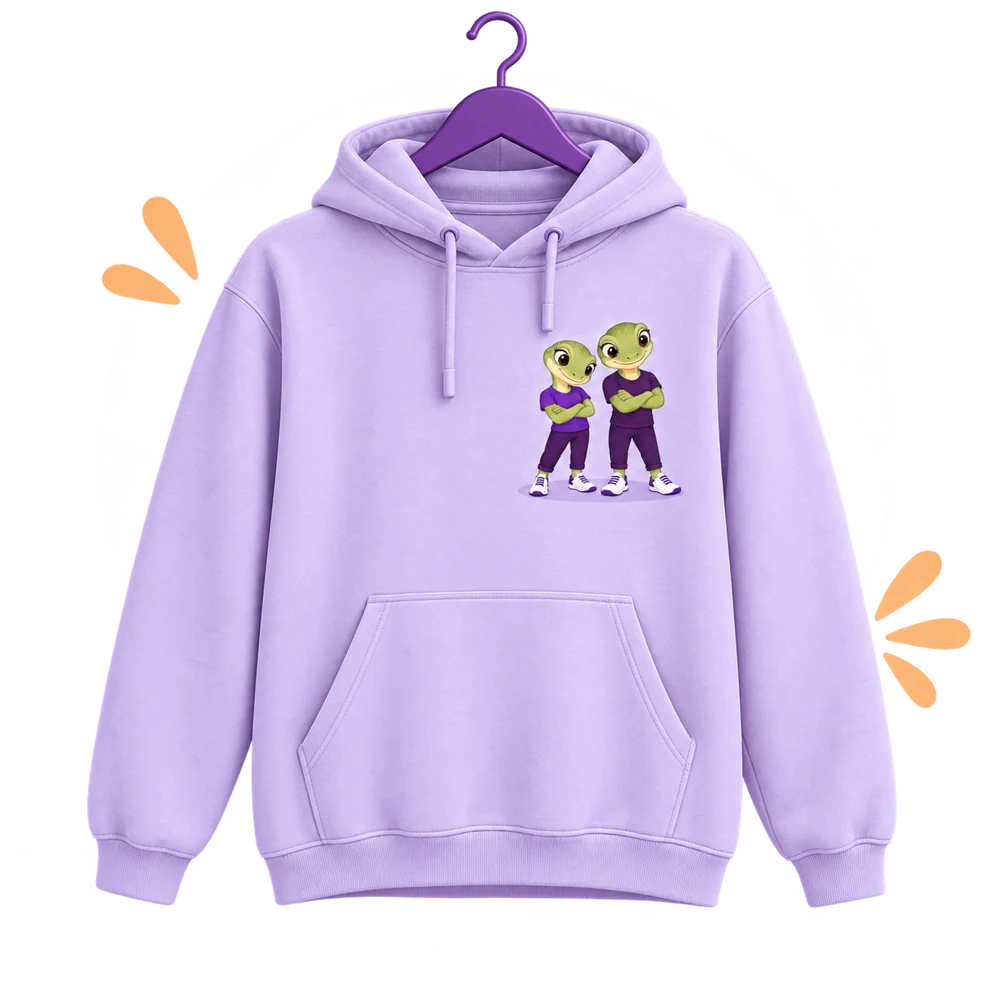 Lavender HookSpark hoodie with our mascots