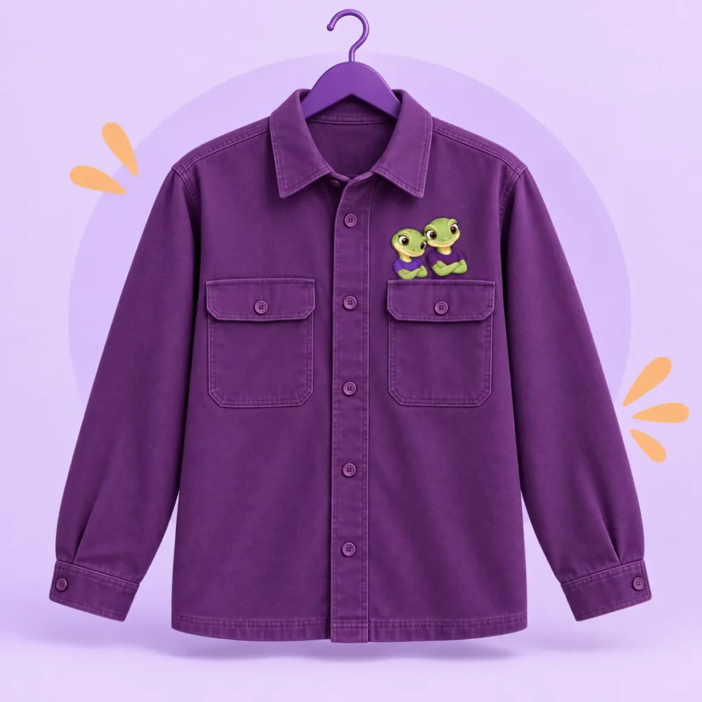 overshirt plum — HookSpark original demo illustration